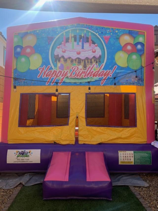 happy birthday Pink bounce house 